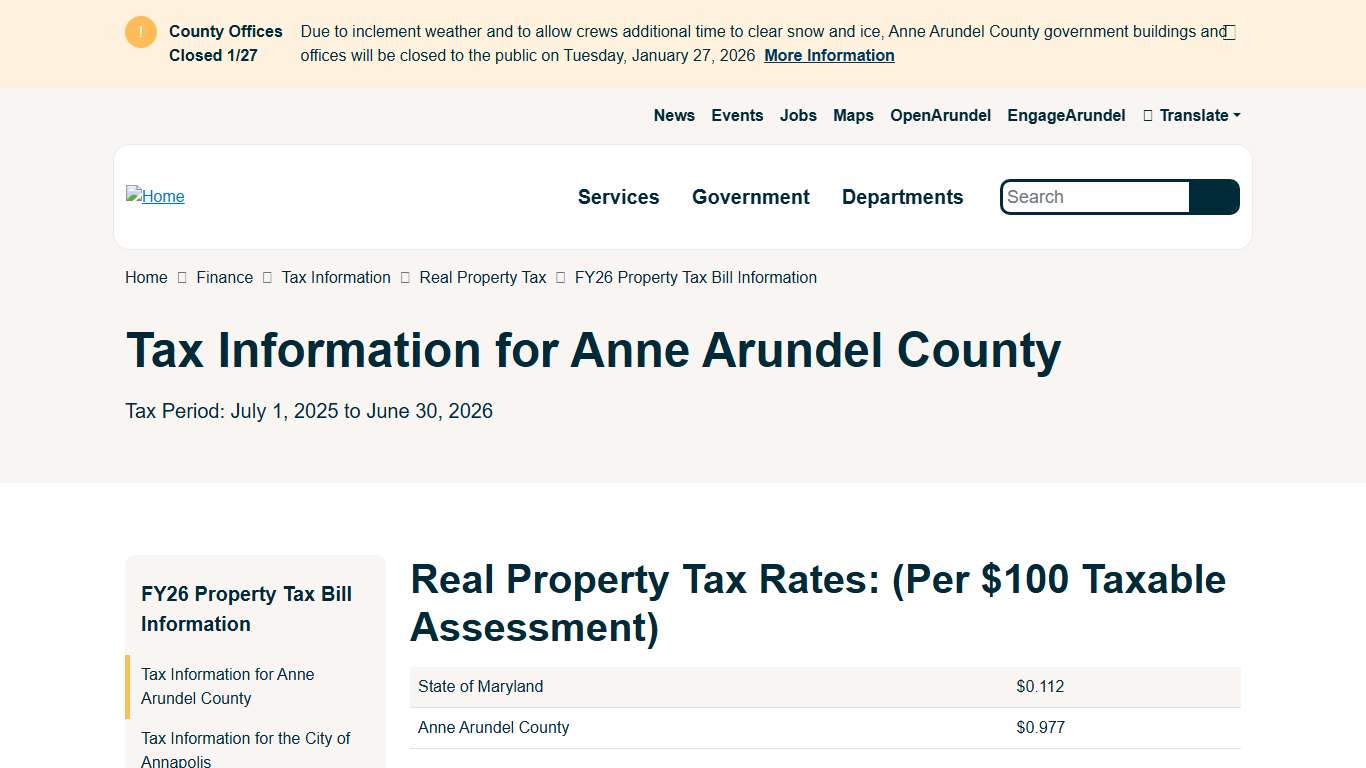 Tax Information for Anne Arundel County Anne Arundel County Government